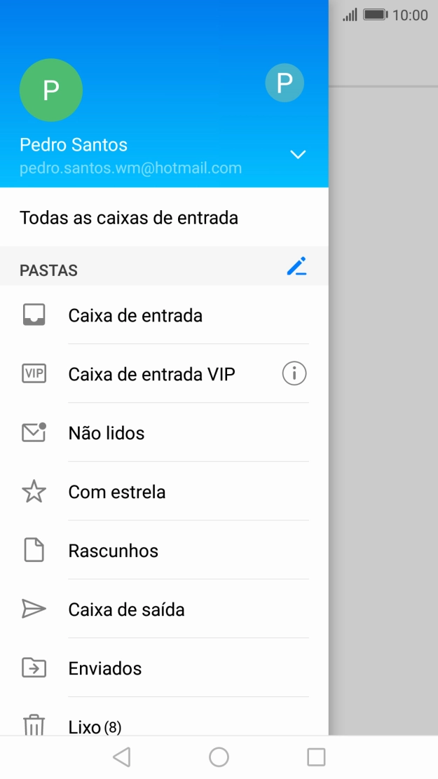 Prima a conta de e-mail pretendida.