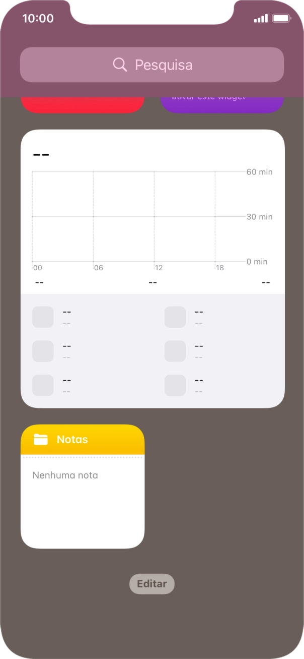 Mantenha premido o widget pretendido até aparecer um menu no ecrã.