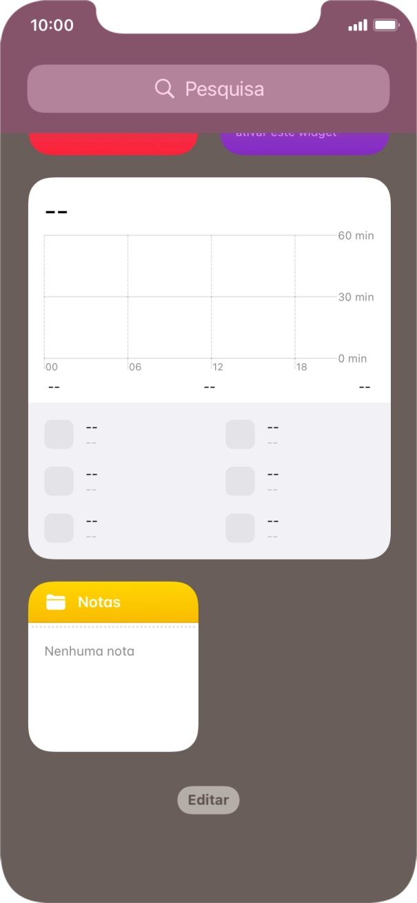 Mantenha premido o widget pretendido até aparecer um menu no ecrã.