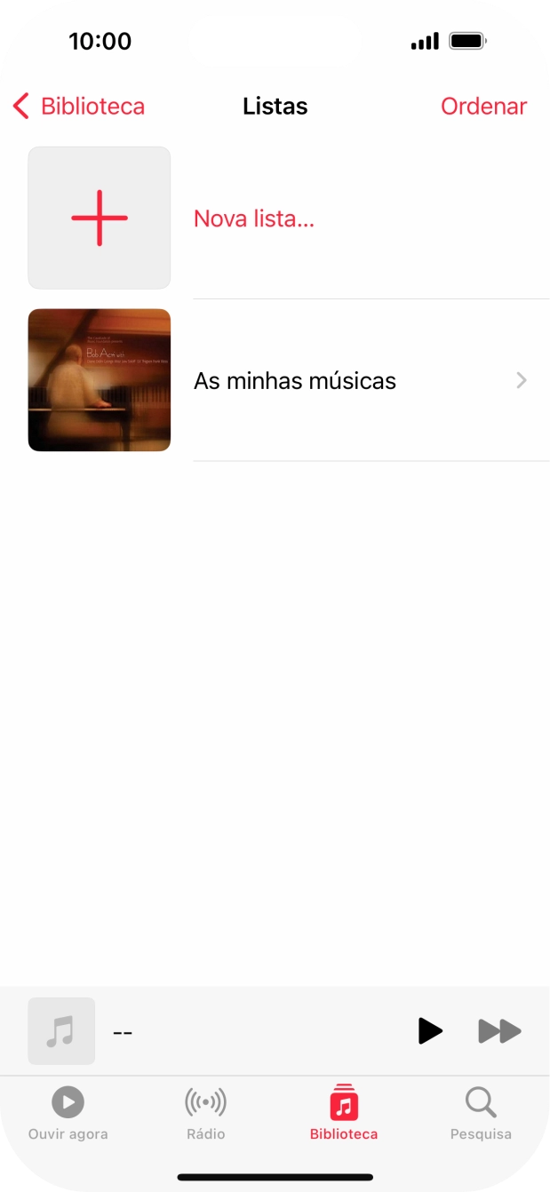 Vá até à categoria ou lista de reprodução pretendida e prima a lista de reprodução pretendida.