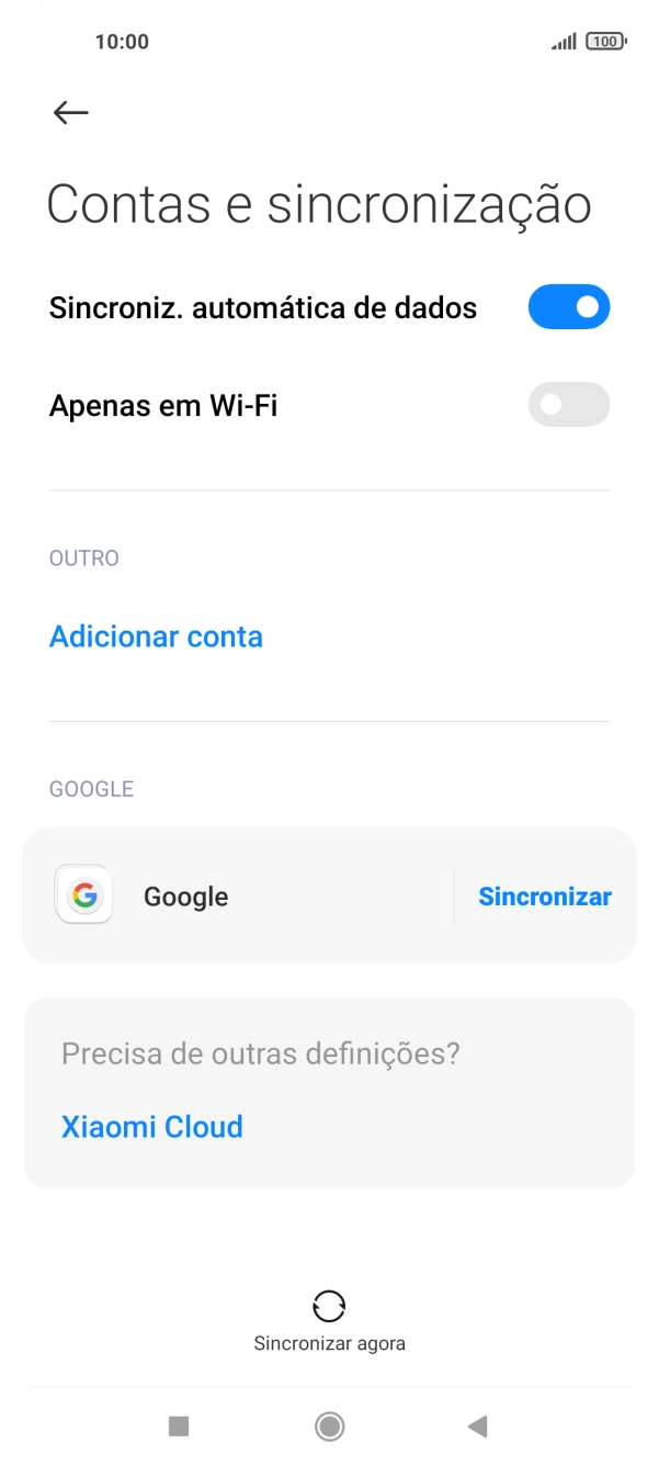 Prima Adicionar conta.