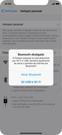 Se o Wi-Fi estiver ativado, prima Só USB e Wi-Fi .