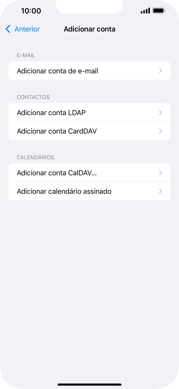 Prima Adicionar conta de e-mail.