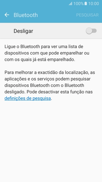 Prima o indicador para ativar a função.