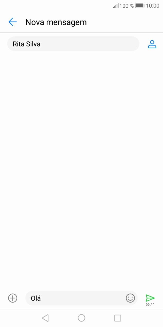 Prima o ícone para enviar quando terminar de escrever a sua mensagem curta.