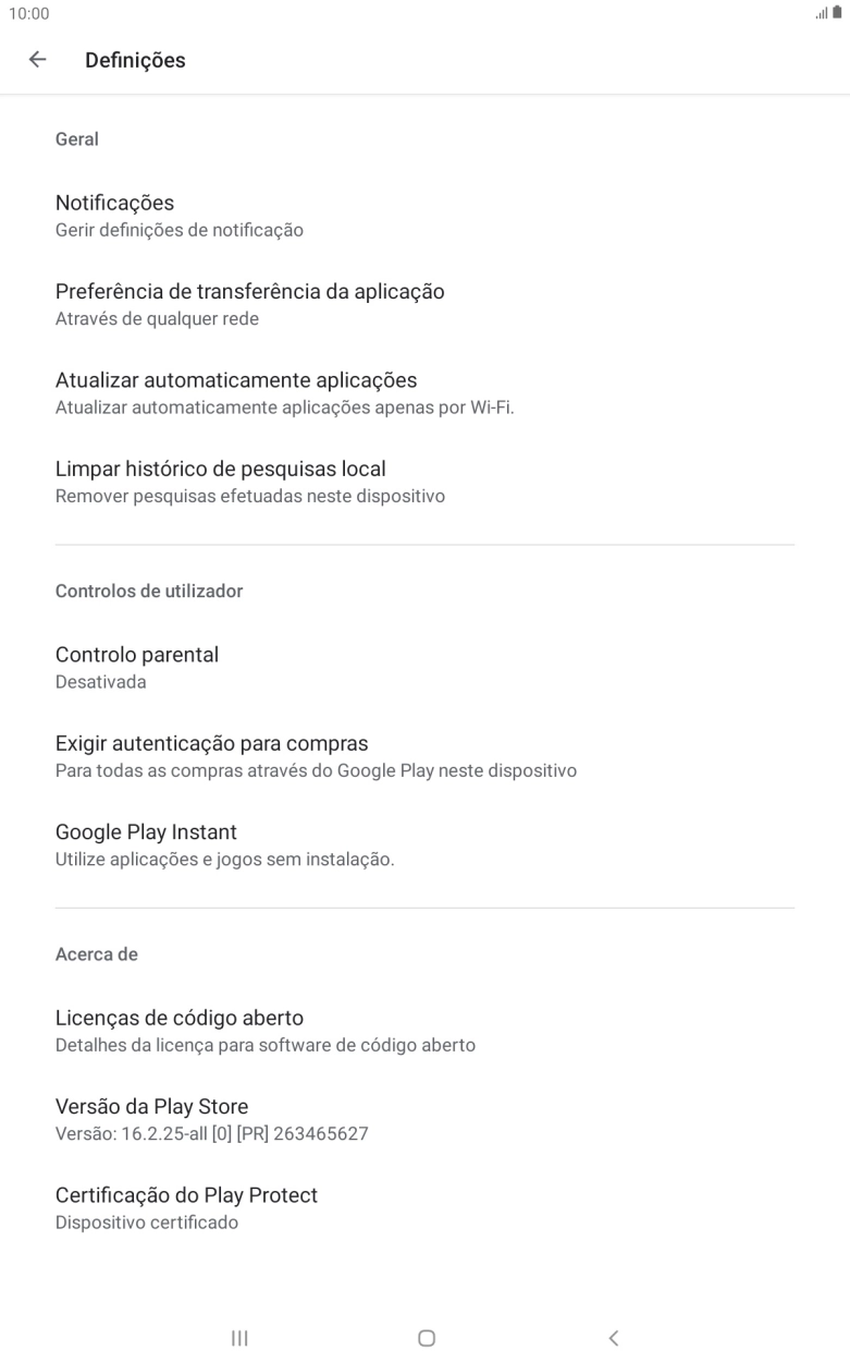 Prima Atualizar automaticamente aplicações.