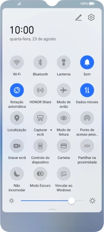 Prima o ícone de perfil as vezes necessárias para ativar ou desativar o perfil silencioso.