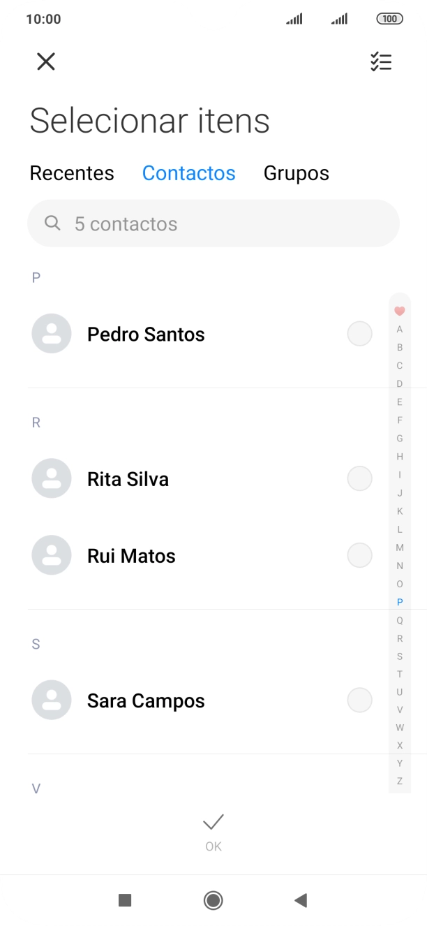 Prima o ícone para selecionar todos.