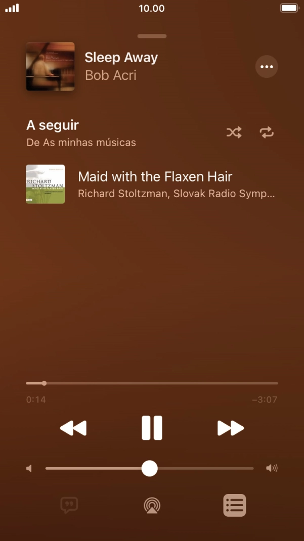 Prima o ícone de reprodução aleatória para ativar ou desativar a função.