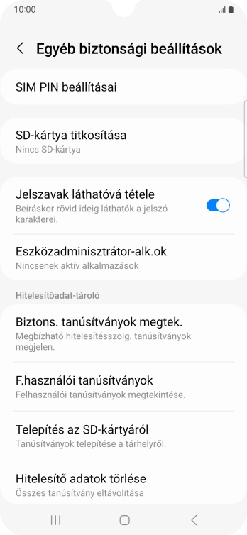 Válaszd a SIM PIN beállításai lehetőséget.