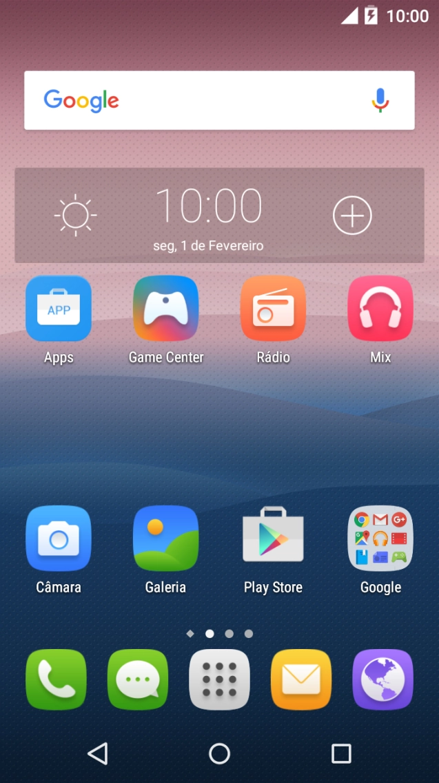 Quando o ícone de bateria em carregamento for mostrado no ecrã, a bateria está em carregamento.