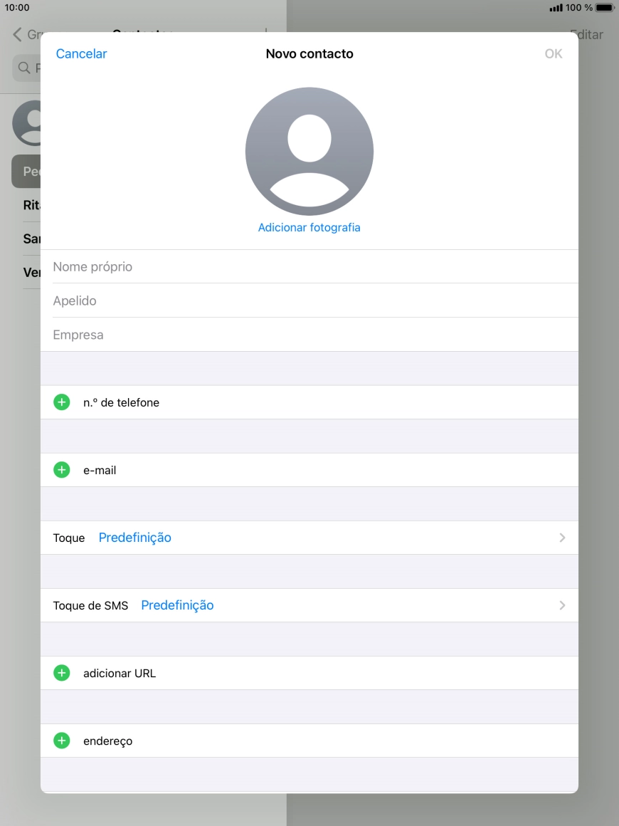 Prima Nome próprio e introduza o nome próprio.