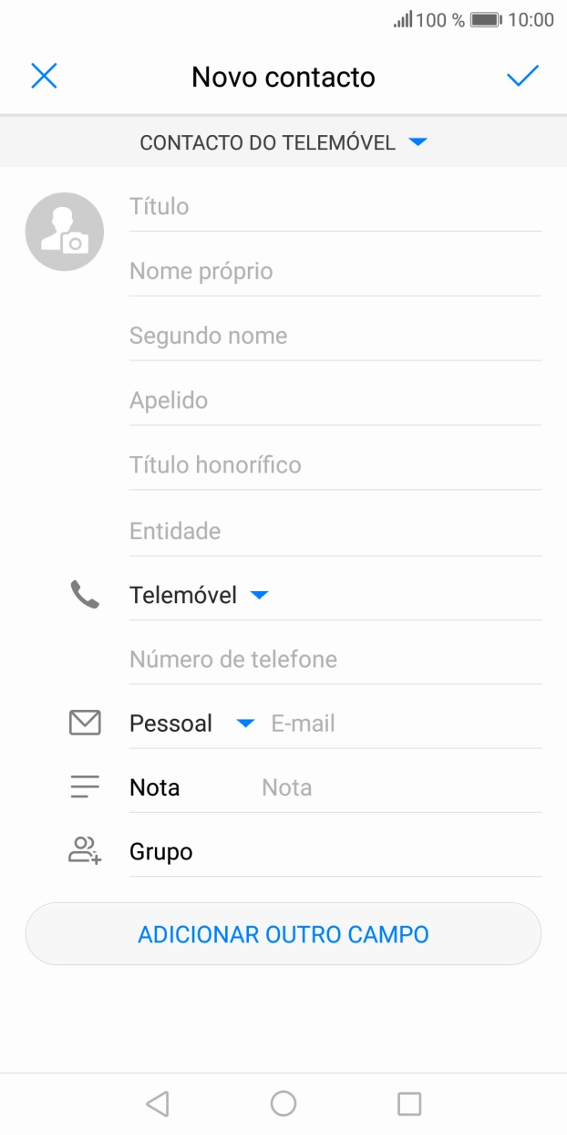 Prima Nome próprio e introduza o nome pretendido.