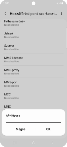 Írd be azt, hogy mms, és válaszd az OK lehetőséget.