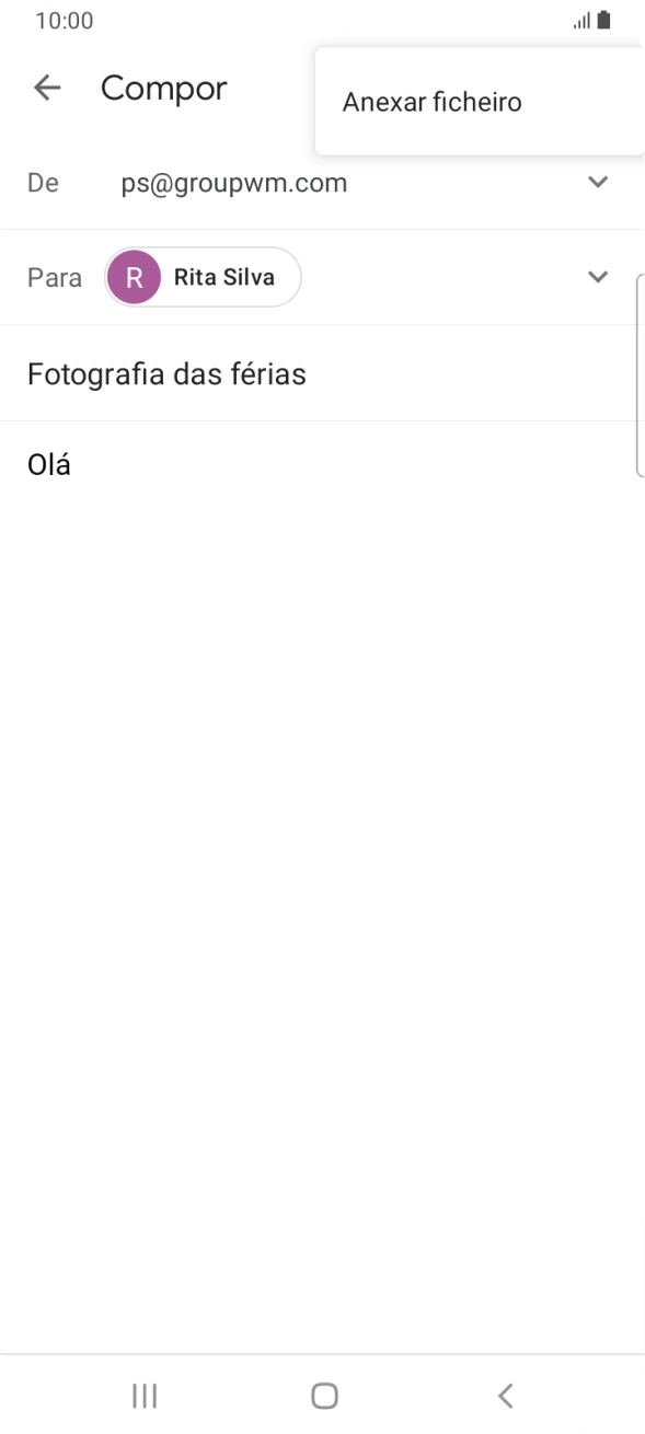 Prima Anexar ficheiro e vá até à pasta pretendida.