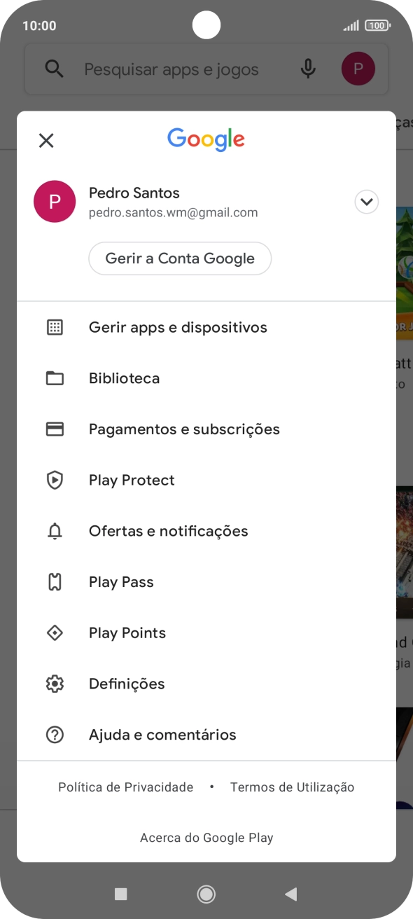 Prima Gerir apps e dispositivos.