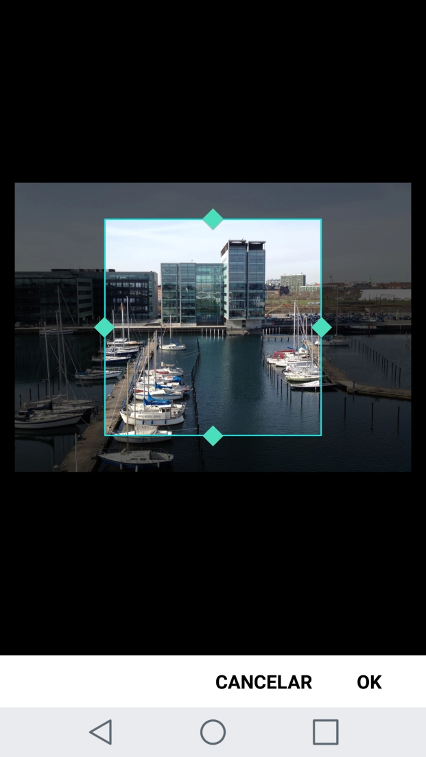 Arraste a moldura até à posição pretendida para escolher a secção desejada e prima OK.