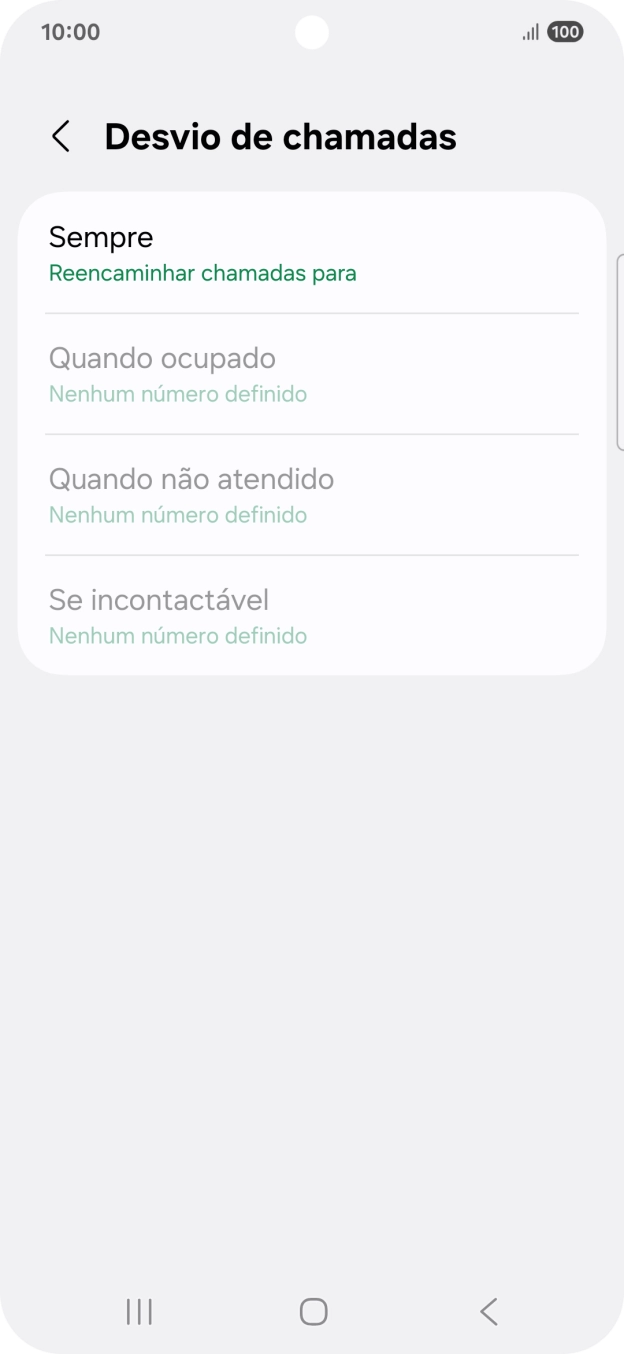 Prima o tipo de desvio pretendido.