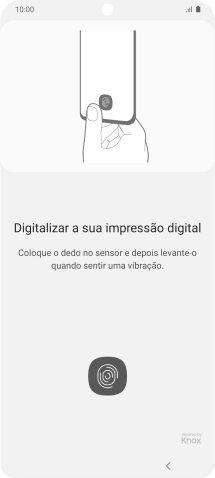 Siga as indicações no ecrã para definir a impressão digital como código de bloqueio.