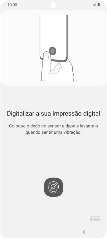 Siga as indicações no ecrã para definir a impressão digital como código de bloqueio.