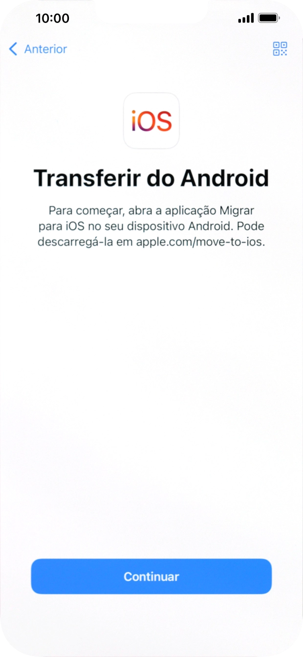 Antes de ser possível transferir conteúdo para o seu telefone, é necessário instalar a app 