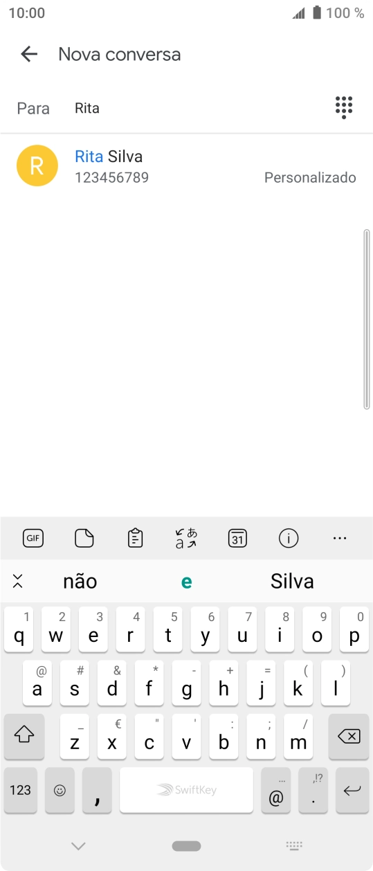 Prima o contacto pretendido.
