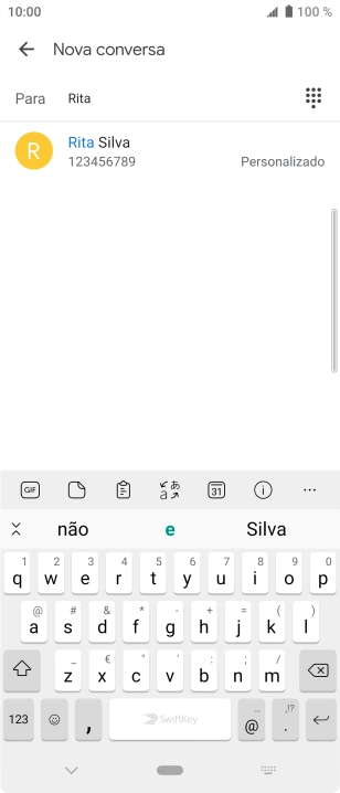 Prima o contacto pretendido.