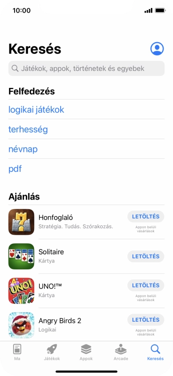 Kattints a keresés mezőre, és írd be a keresett alkalmazás nevét vagy tárgykörét.