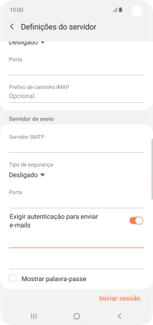 Prima o campo da password e introduza a password da sua conta de e-mail Vodafone.
