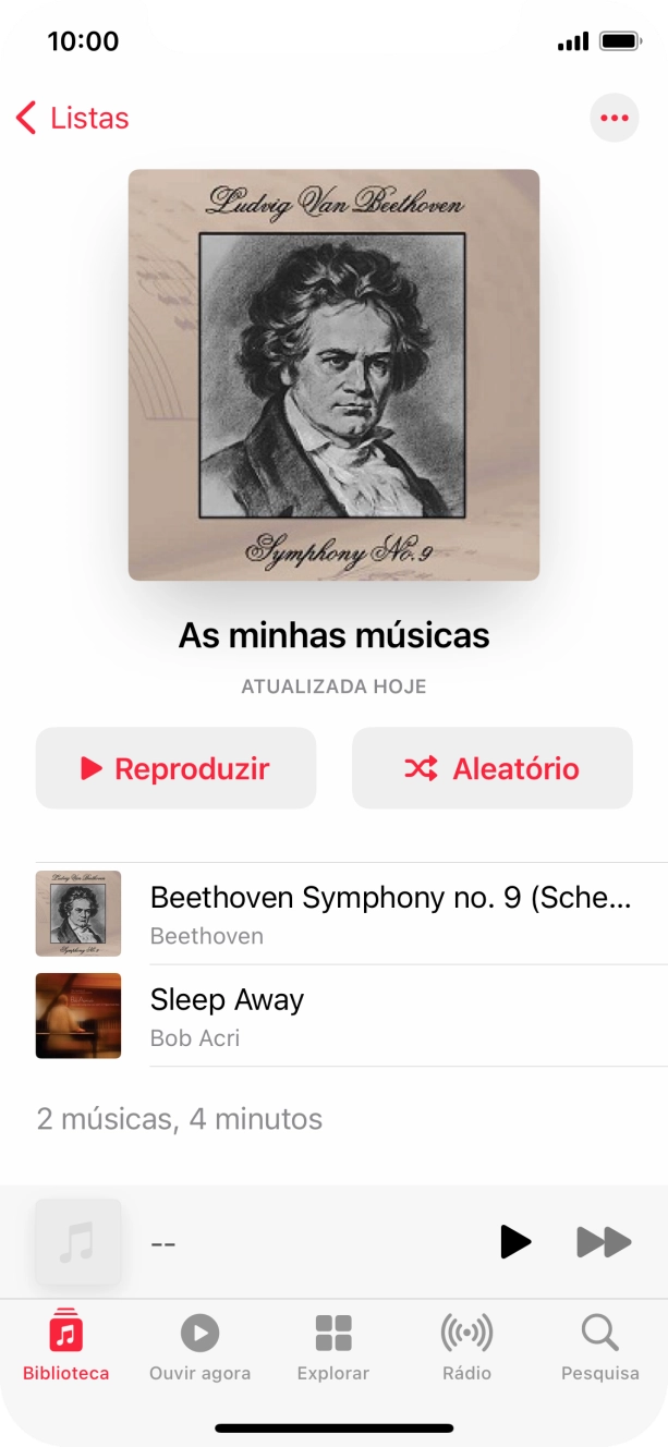 Vá até à categoria ou lista de reprodução pretendida e prima o ficheiro de música pretendido.
