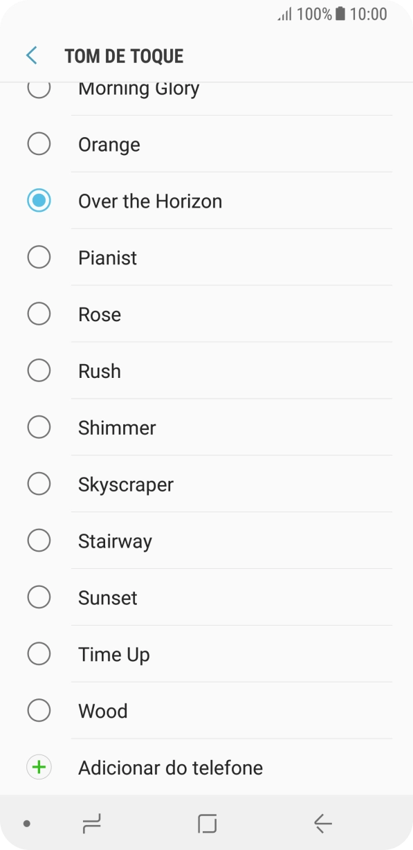 Prima Adicionar do telefone e vá até à pasta pretendida.