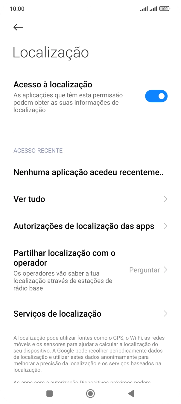 Prima Autorizações de localização das apps.