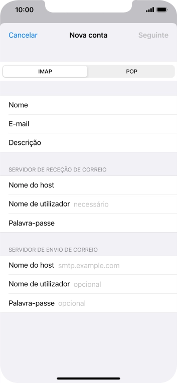 Prima Nome de utilizador e introduza o nome de utilizador da sua conta de e-mail.