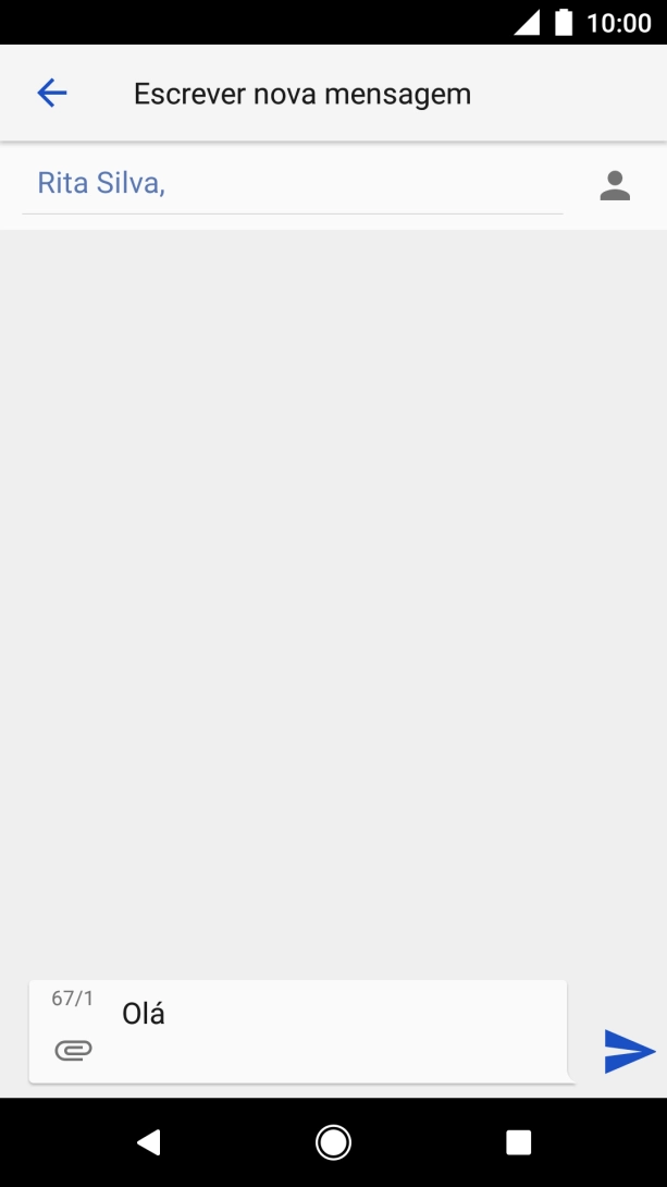 Prima o ícone para enviar quando terminar de escrever a sua mensagem curta.