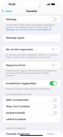 Kattints az „MMS-üzenetkezelés” melletti csúszkára a funkció bekapcsolásához.