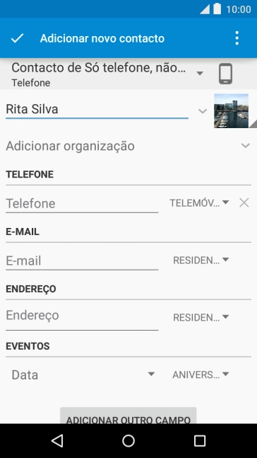 Prima a lista suspensa da lista de contactos.
