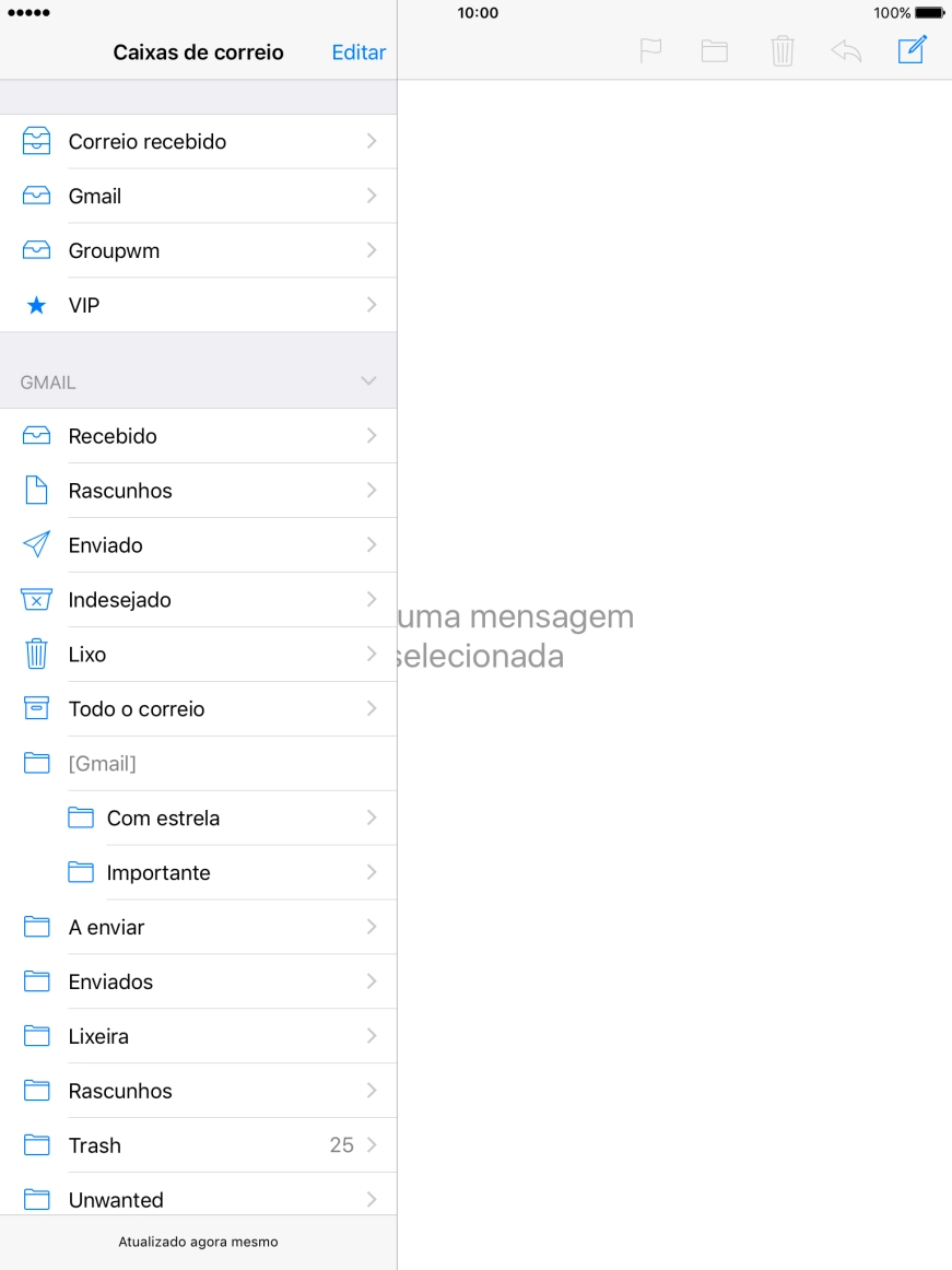 Prima a conta de e-mail pretendida.