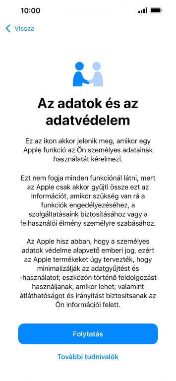 Válaszd a Folytatás lehetőséget.