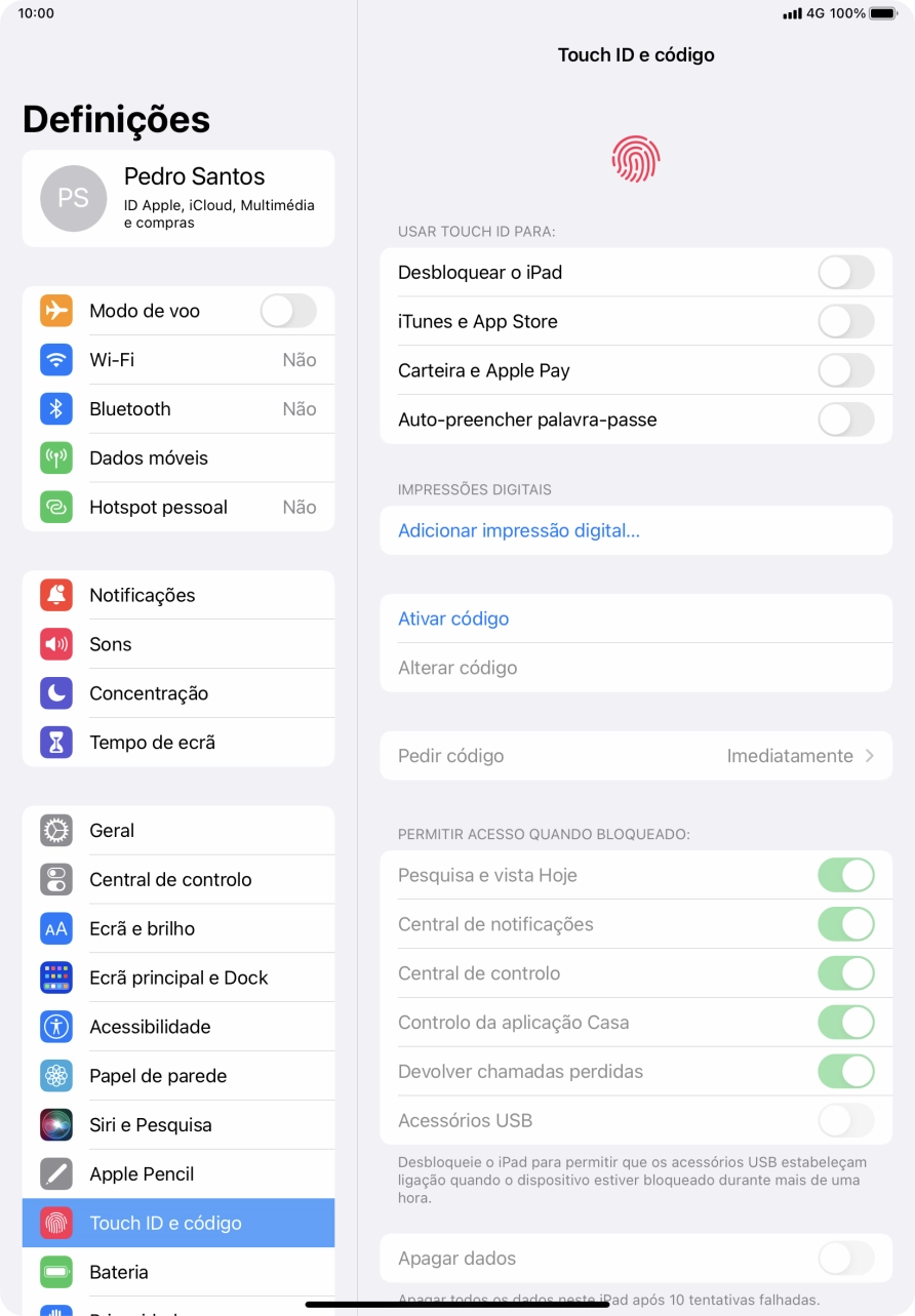 Prima Adicionar impressão digital e siga as indicações no ecrã para adicionar a sua impressão digital.
