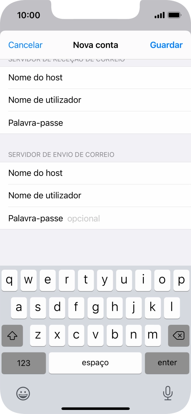 Prima Palavra-passe e introduza a password da sua conta de e-mail na Vodafone.