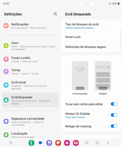 Prima Tipo de bloqueio do ecrã e introduza o código adicional de bloqueio do telefone que criou anteriormente.