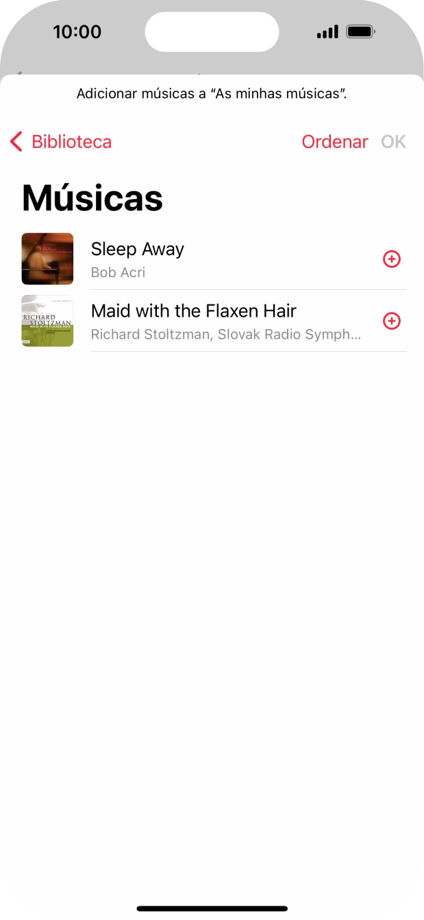 Vá até à categoria pretendida e prima o ficheiro de música pretendido.