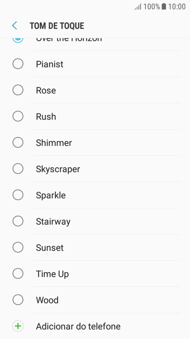 Prima Adicionar do telefone e vá até à pasta pretendida.
