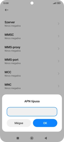 Írd be azt, hogy mms, és válaszd az OK lehetőséget.