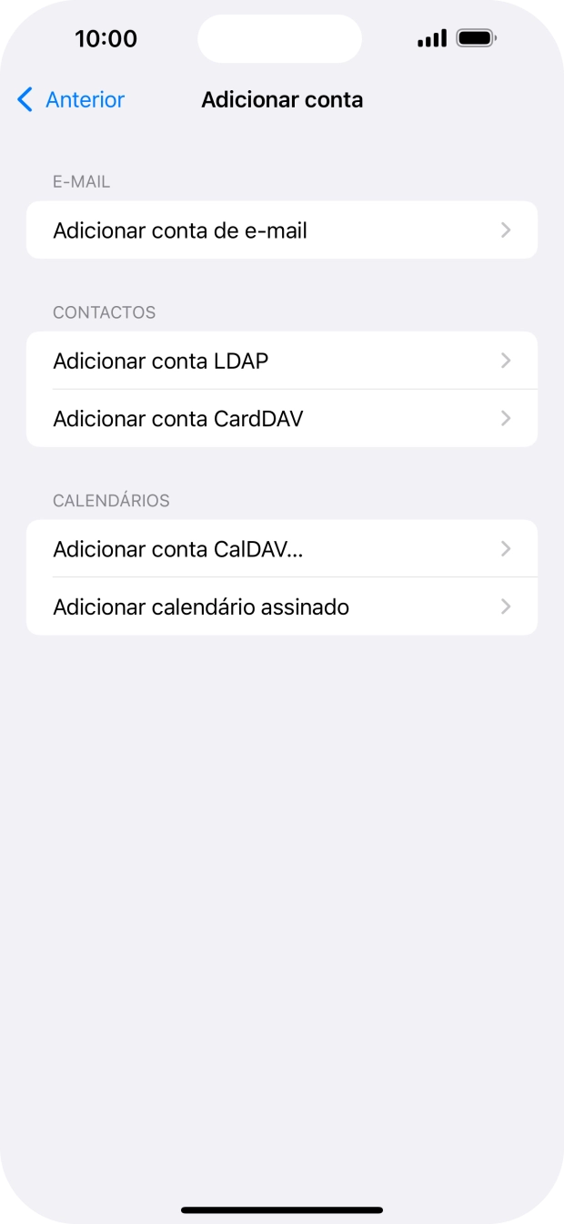 Prima Adicionar conta de e-mail.