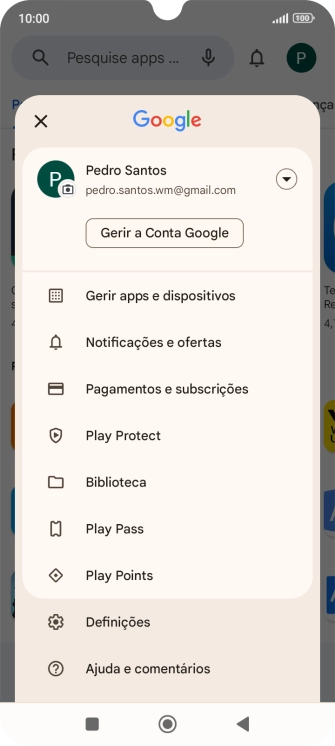 Prima Gerir apps e dispositivos.
