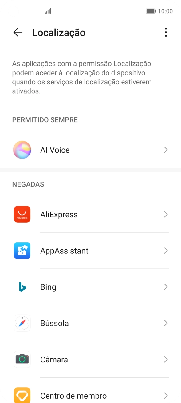 Prima a app pretendida.