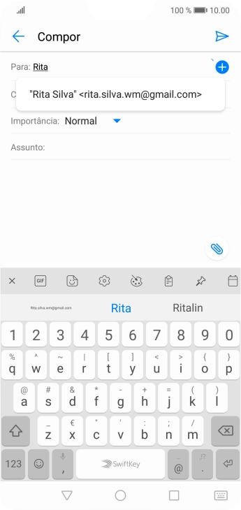 Prima o contacto pretendido.