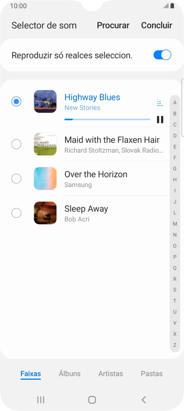 Quando tiver encontrado o tom de toque que pretende, prima Concluir.