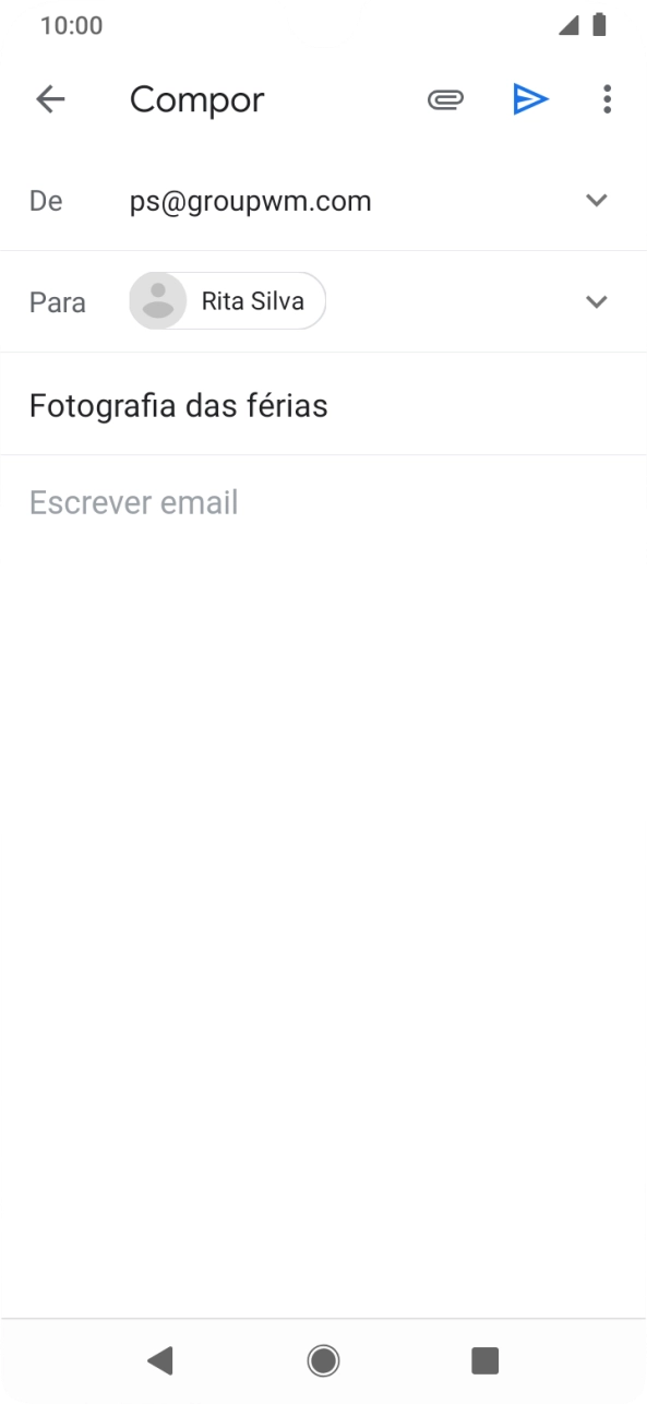 Prima o campo de escrita e escreva o texto do e-mail.
